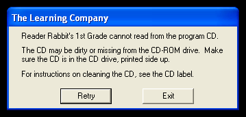 CD error for Reader Rabbit's 1st Grade